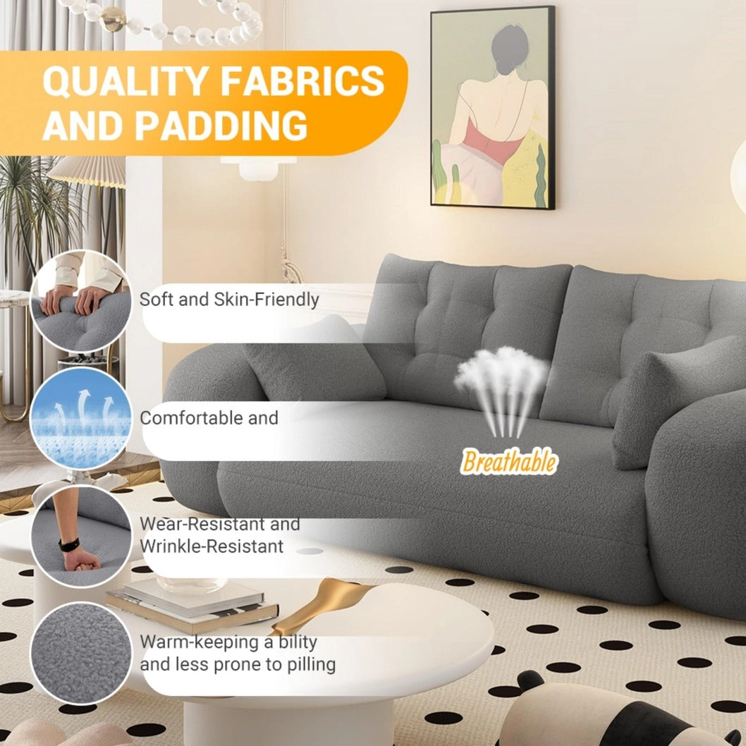 Human Dog Bed – 3-in-1 Foldable Sofa Couch, Grey Teddy Fabric Sleeper Sofa Bed for Living Room, Guest Room, or Playroom, 78.7” Multi-Functional Lazy Floor Sofa