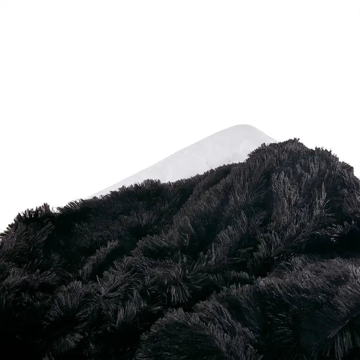 Weighted Blanket Shaggy Fur Throw 12/18 LB, Black