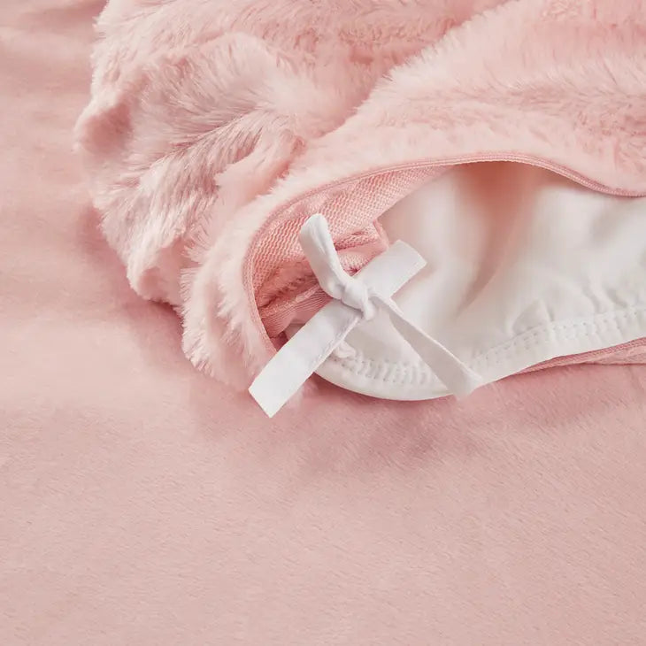 Weighted Blanket Faux Fur 60x70" Throw 18 LB, Blush Pink