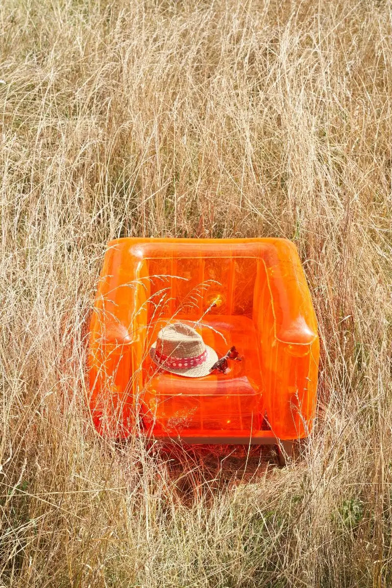 Design armchair in wood and TPU Crystal Orange