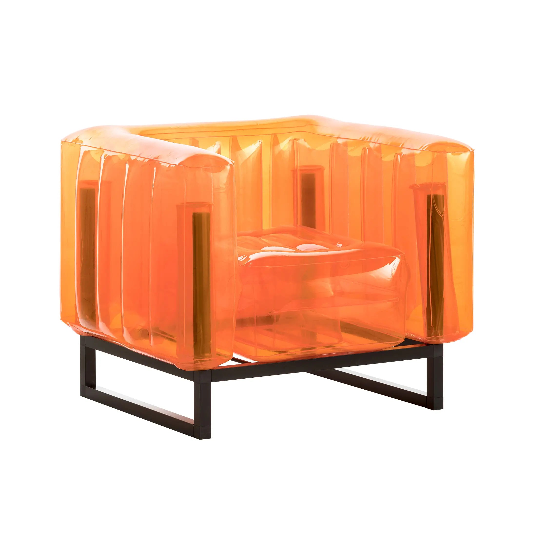 Design armchair in aluminum and TPU Crystal Orange