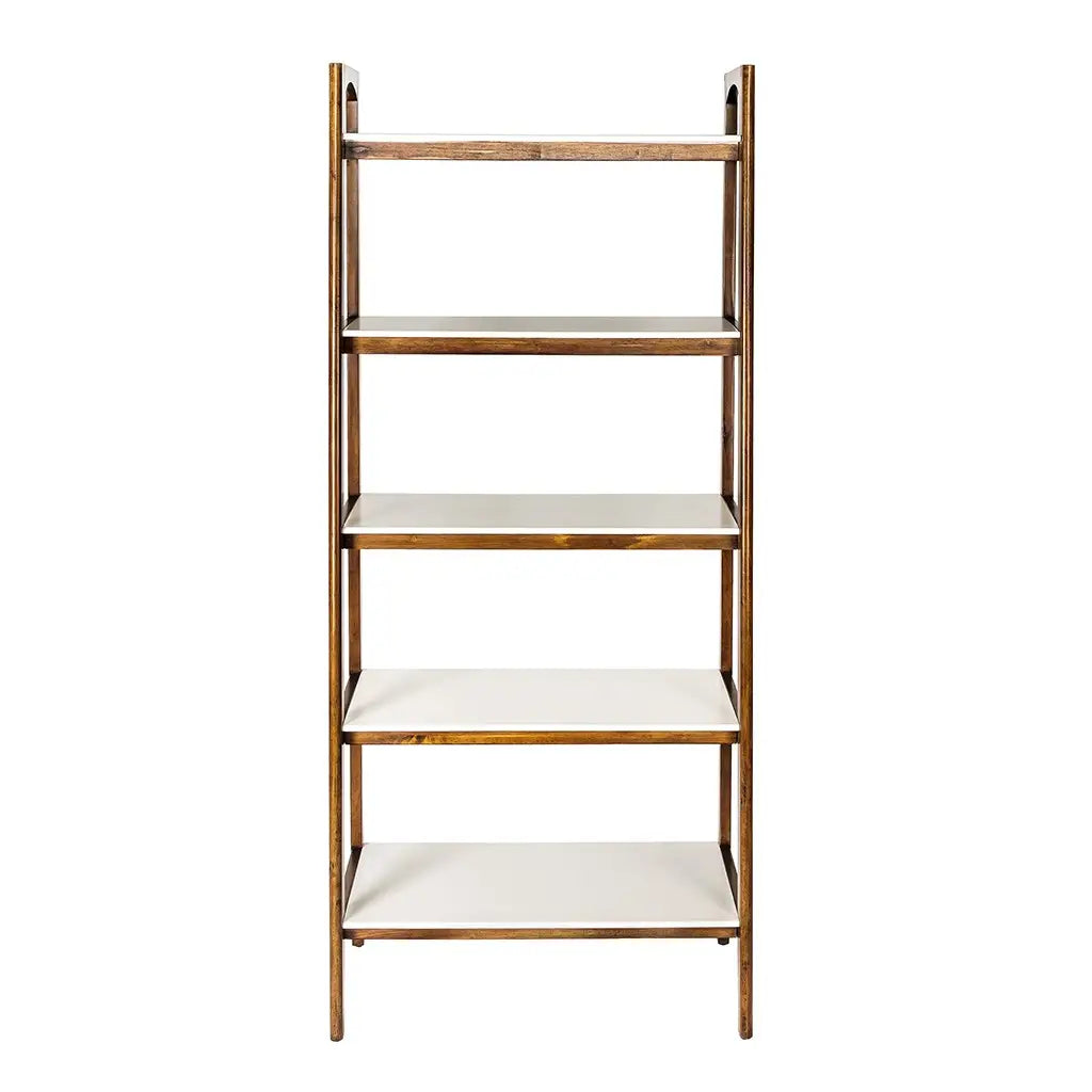 Wood White-Top Bookcase Display Shelf, Pecan (LTL)