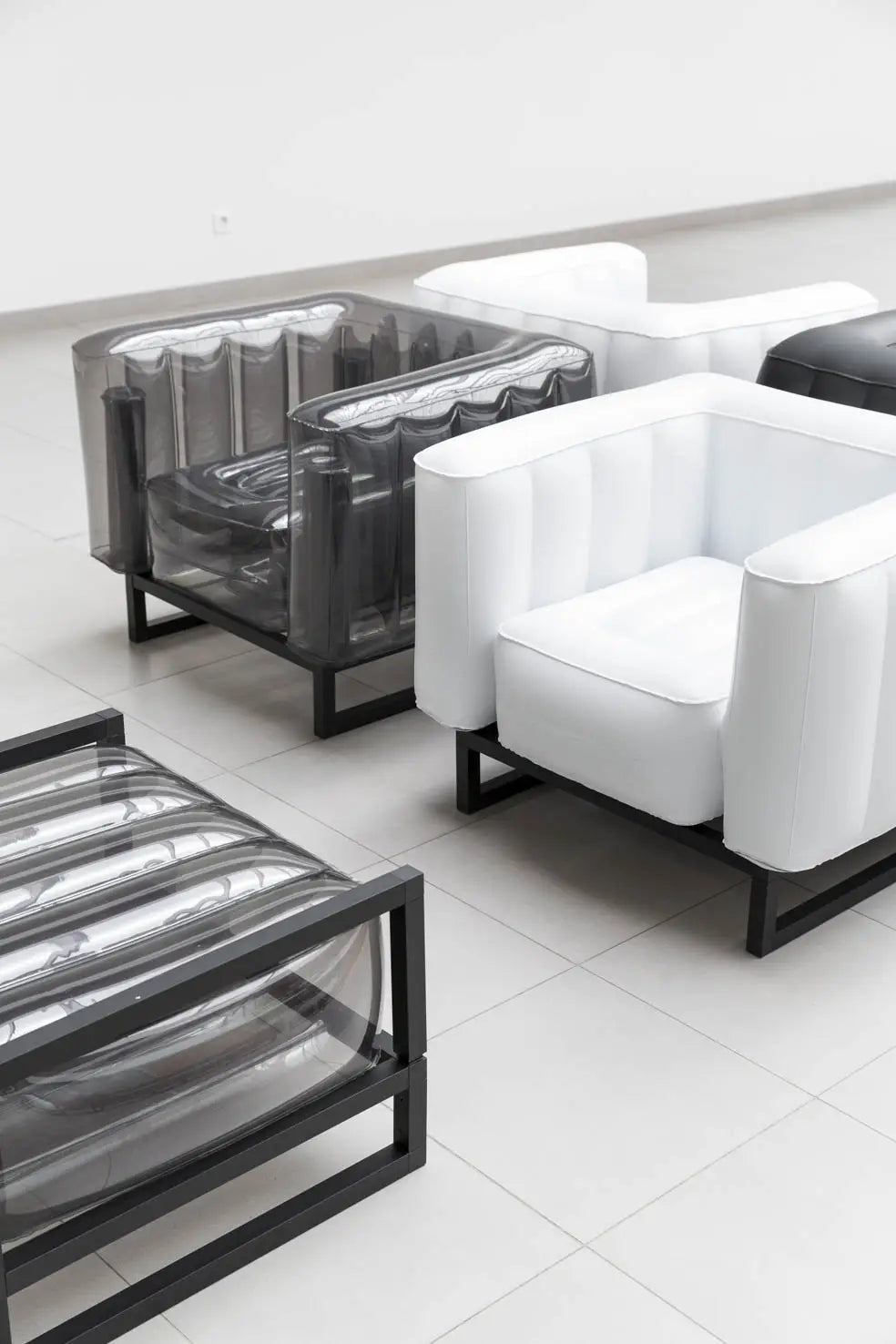 Crystal Black Aluminum and TPU Design Armchair