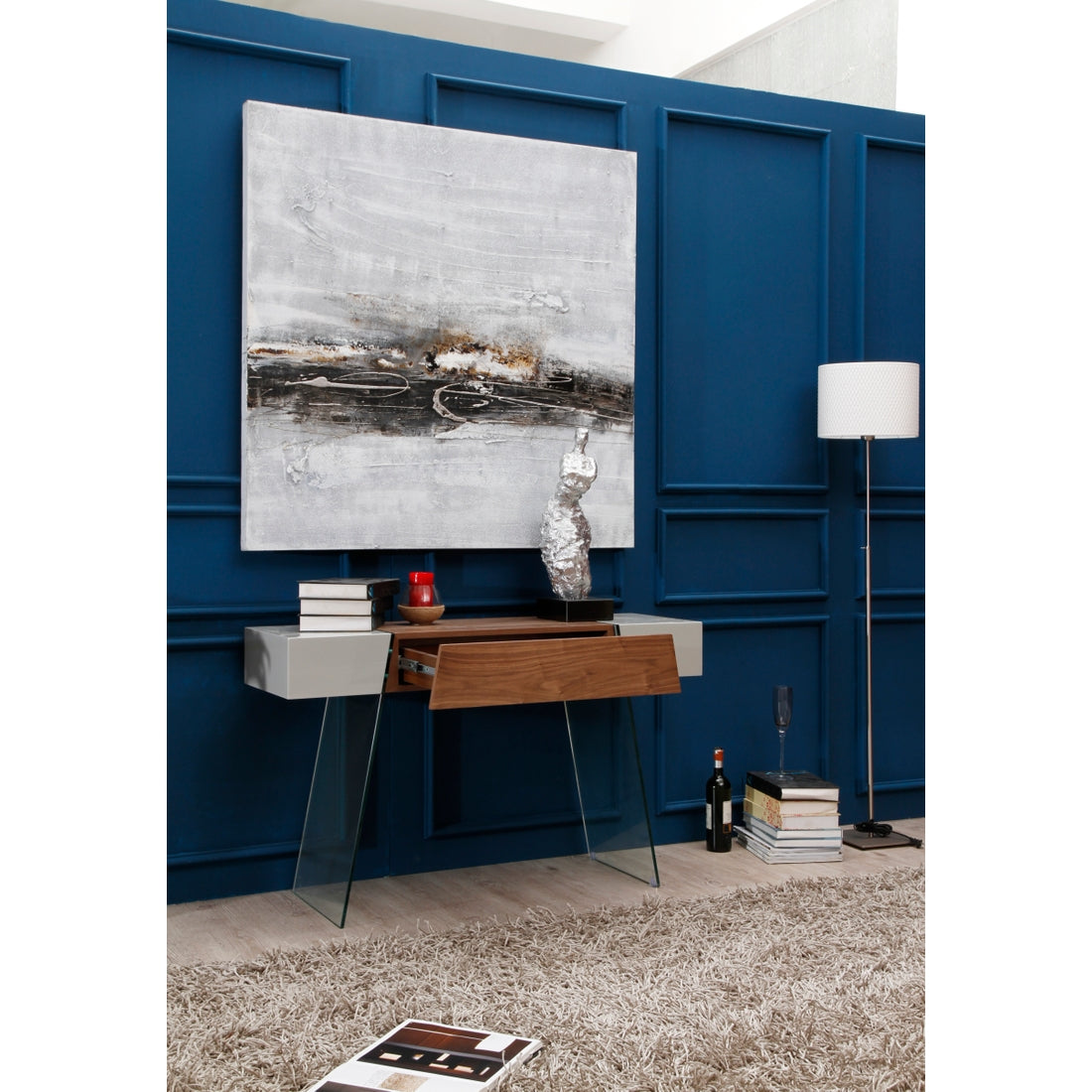 Walnut Console - Glass