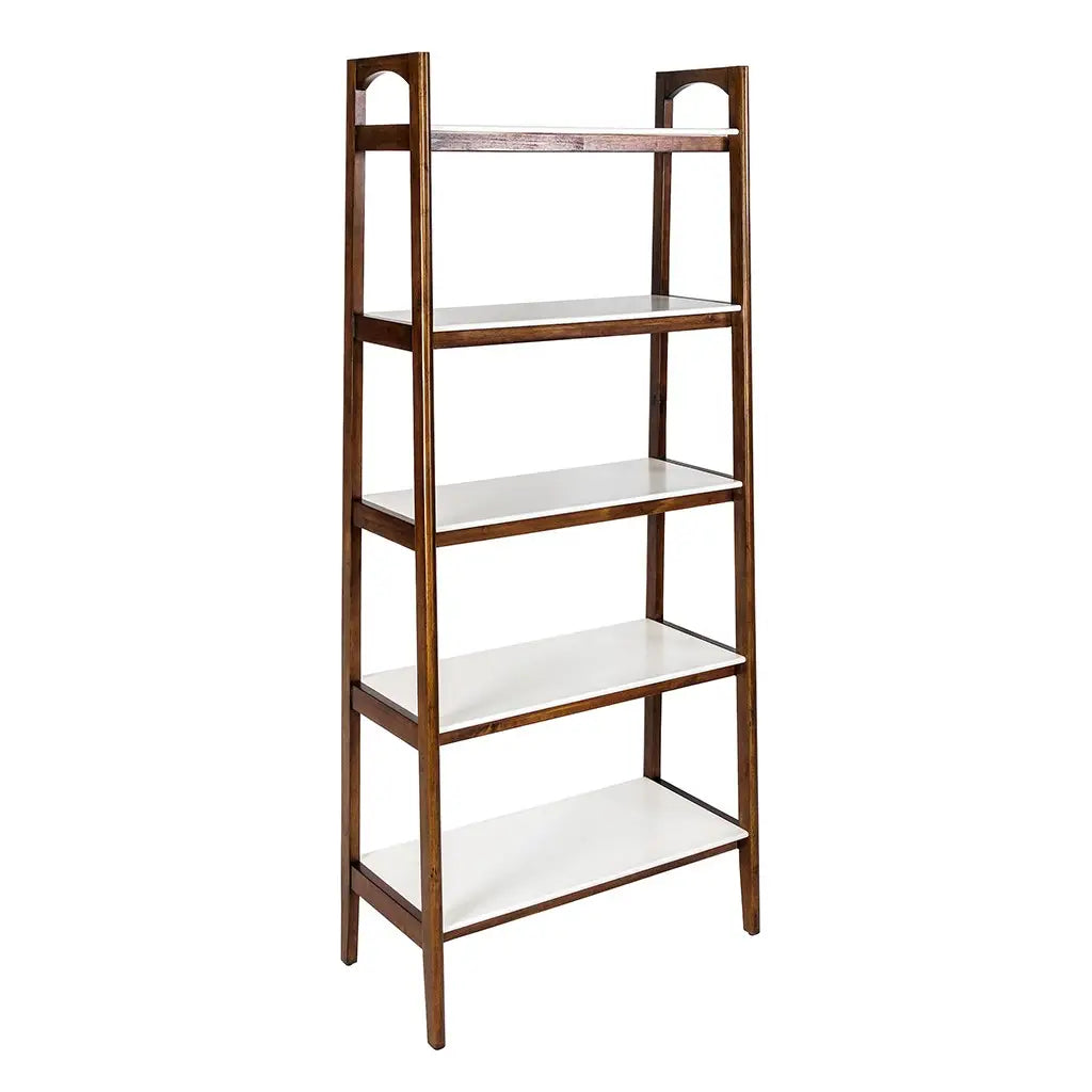 Wood White-Top Bookcase Display Shelf, Pecan (LTL)