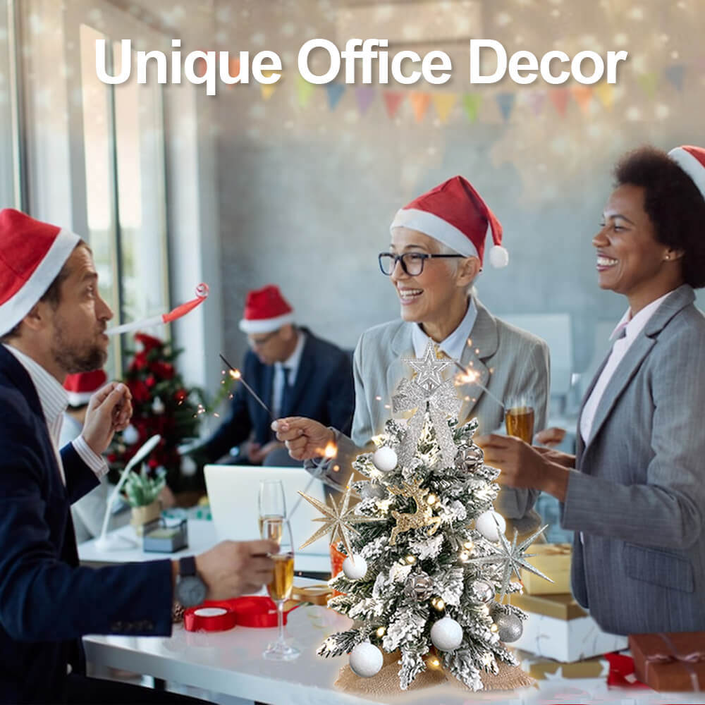 2ft Tabletop Christmas Tree with Light Christmas Decoration with Flocked Snow