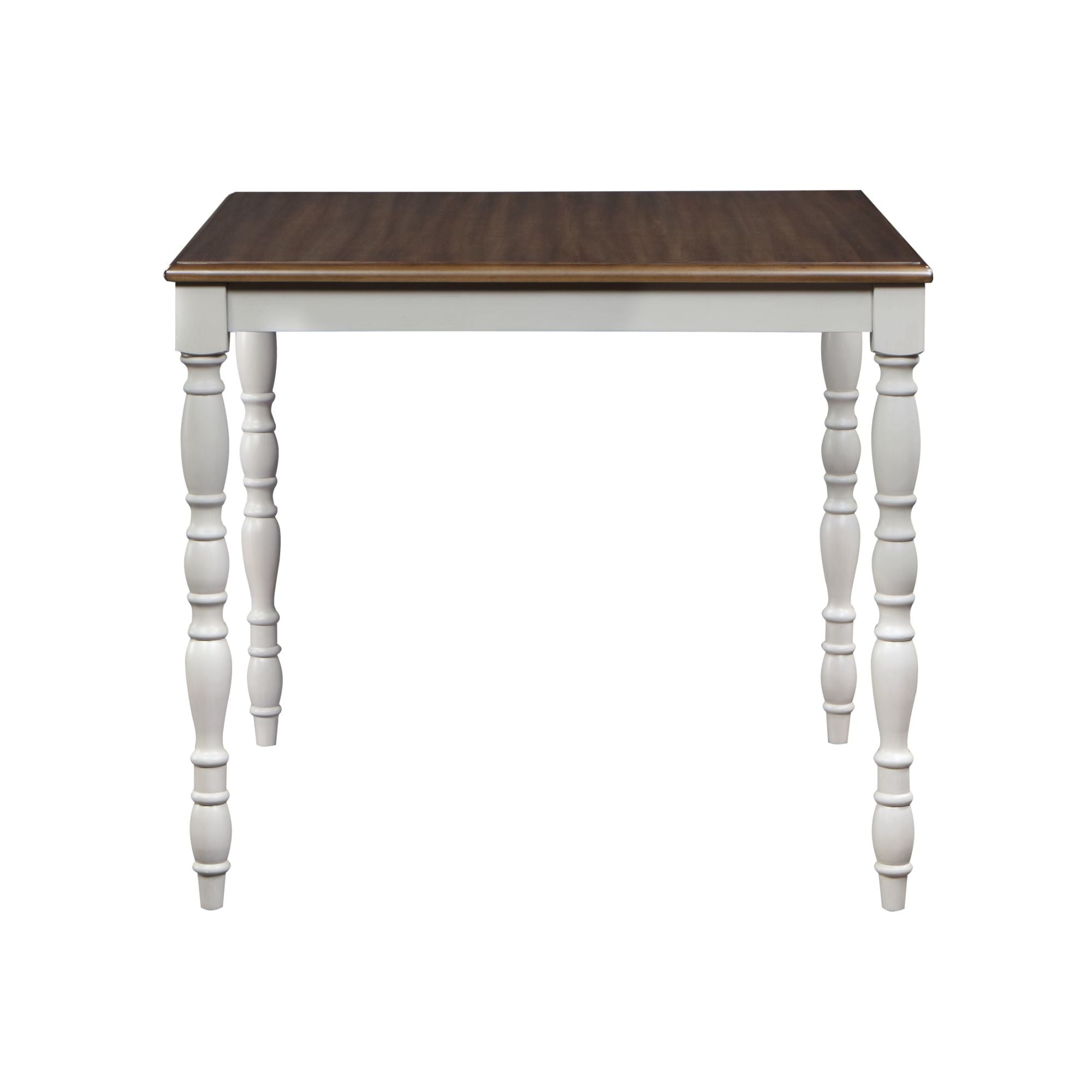 ACME Bettina 5pc Counter Height Table Set Beige Fabric, Antique White & Weathered Oak Finish DN01439
