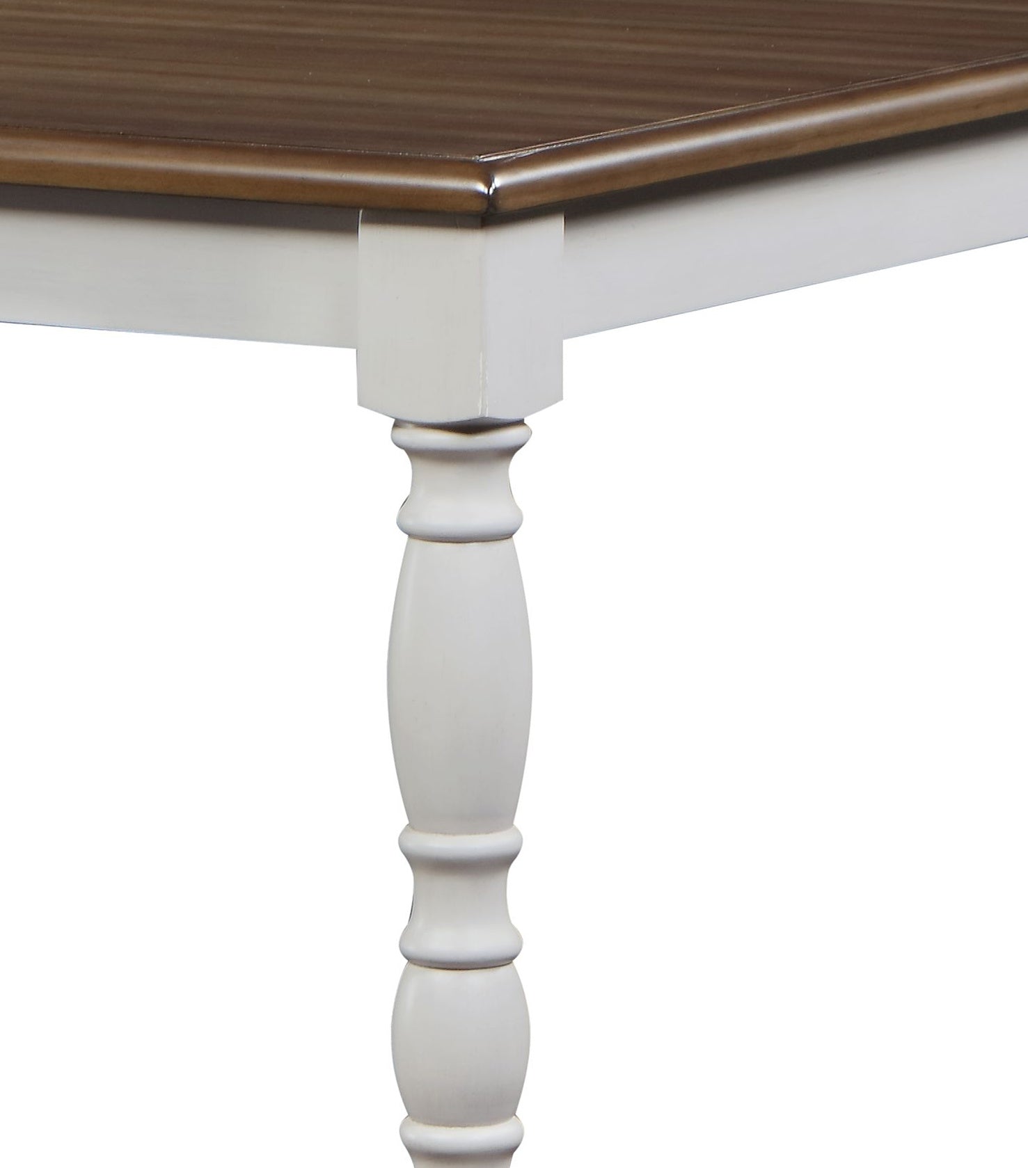 ACME Bettina 5pc Counter Height Table Set Beige Fabric, Antique White & Weathered Oak Finish DN01439