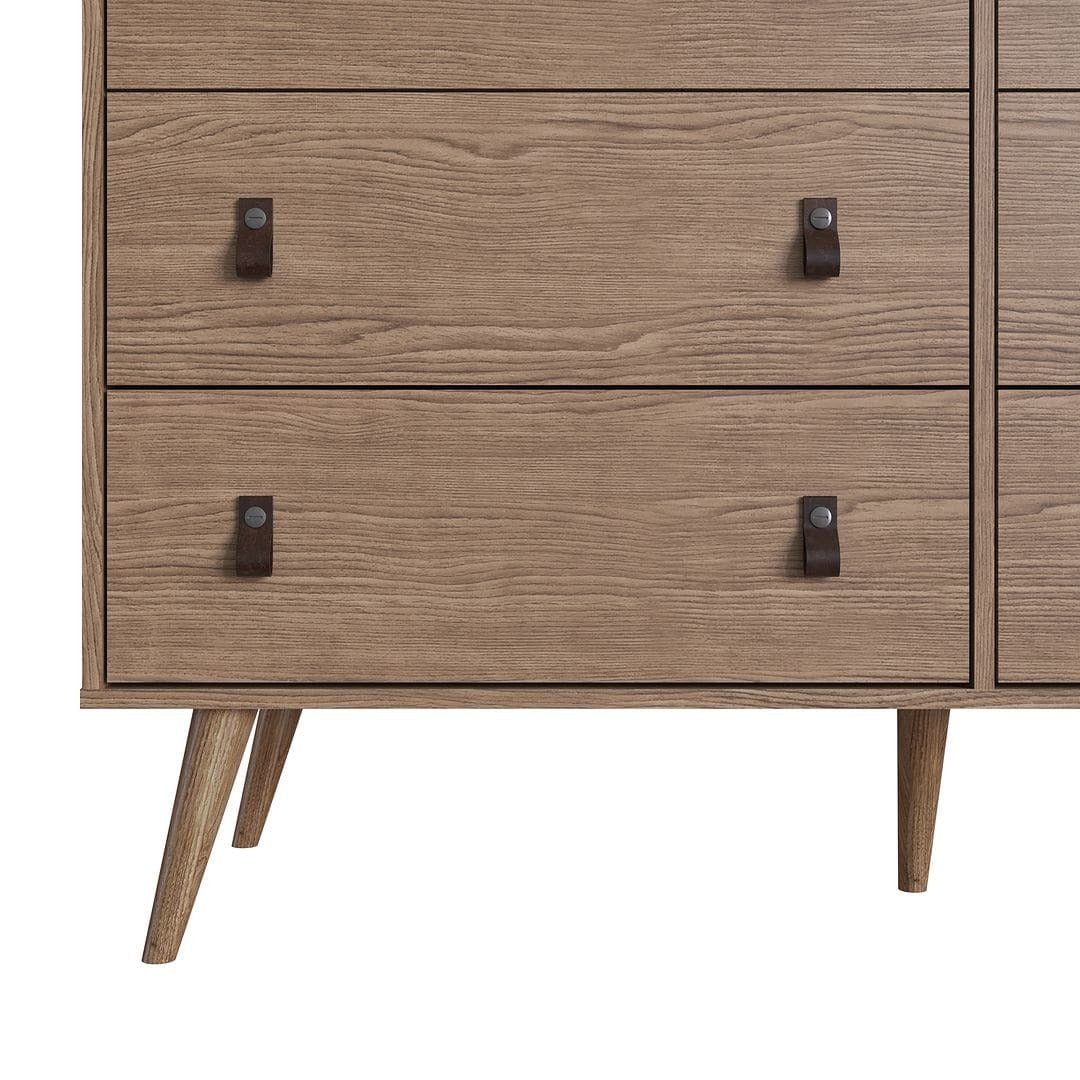 Manhattan Comfort Amber Double Dresser with Faux Leather Handles in Nature