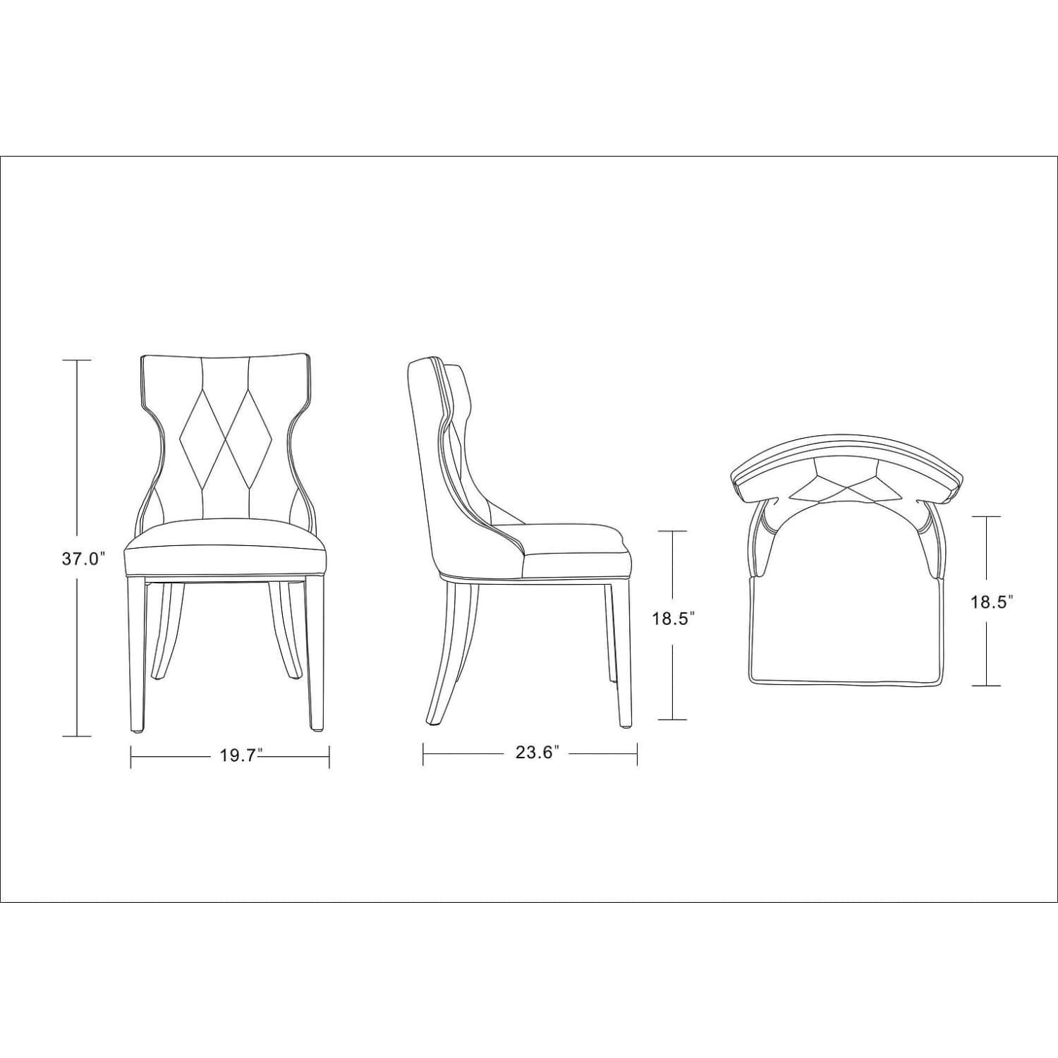Manhattan Comfort Reine Grey and Walnut Velvet Dining Chair (Set of Two)