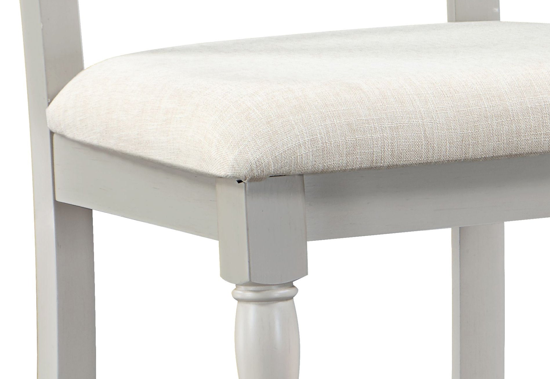 ACME Bettina 5pc Counter Height Table Set Beige Fabric, Antique White & Weathered Oak Finish DN01439