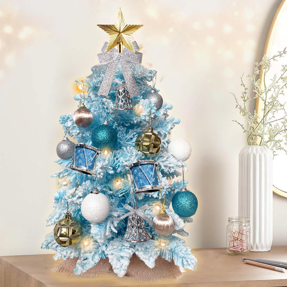 2ft Tabletop Christmas Tree with Light Christmas Decoration with Flocked Snow