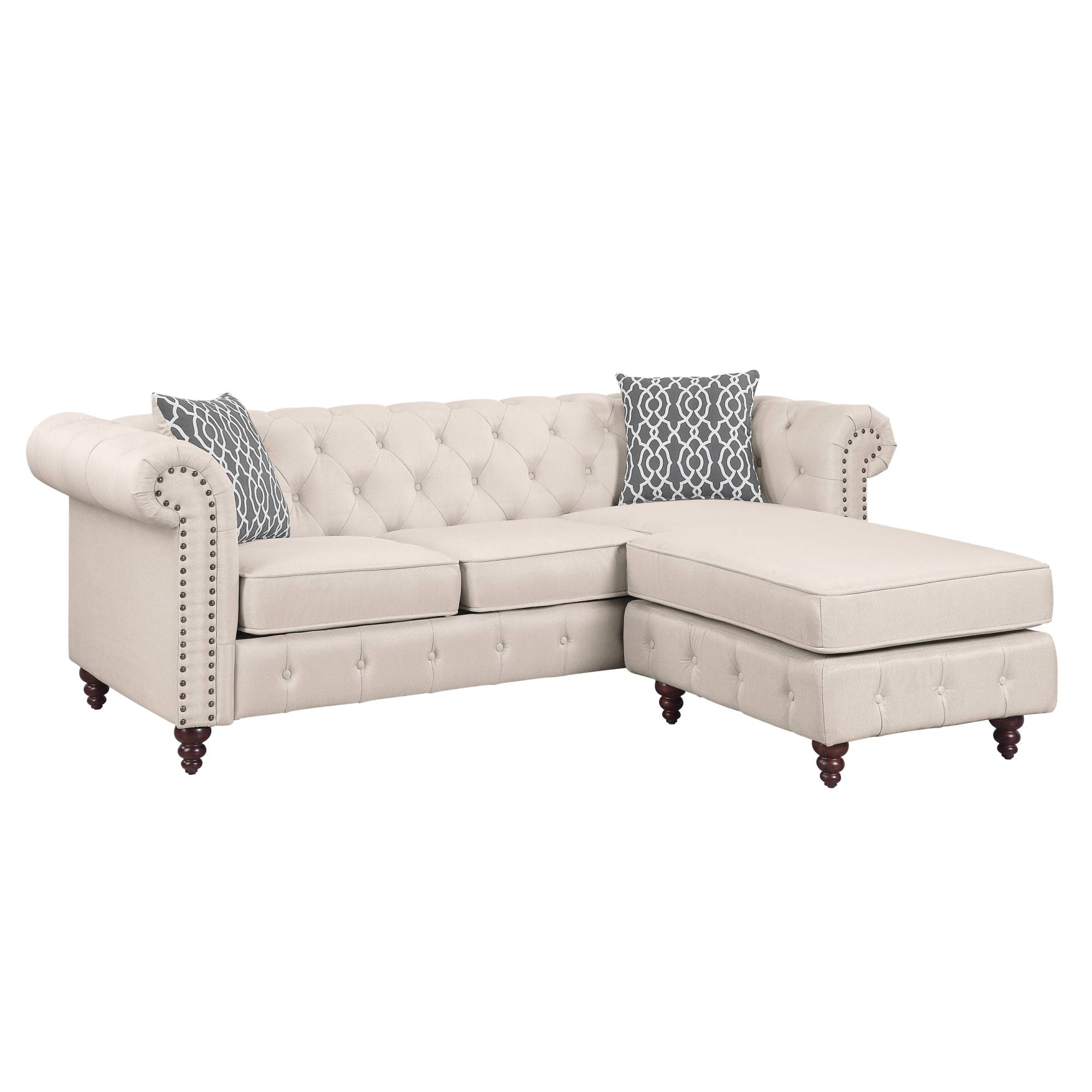 ACME Waldina Reversible Sectional Sofa in Beige Fabric LV00643
