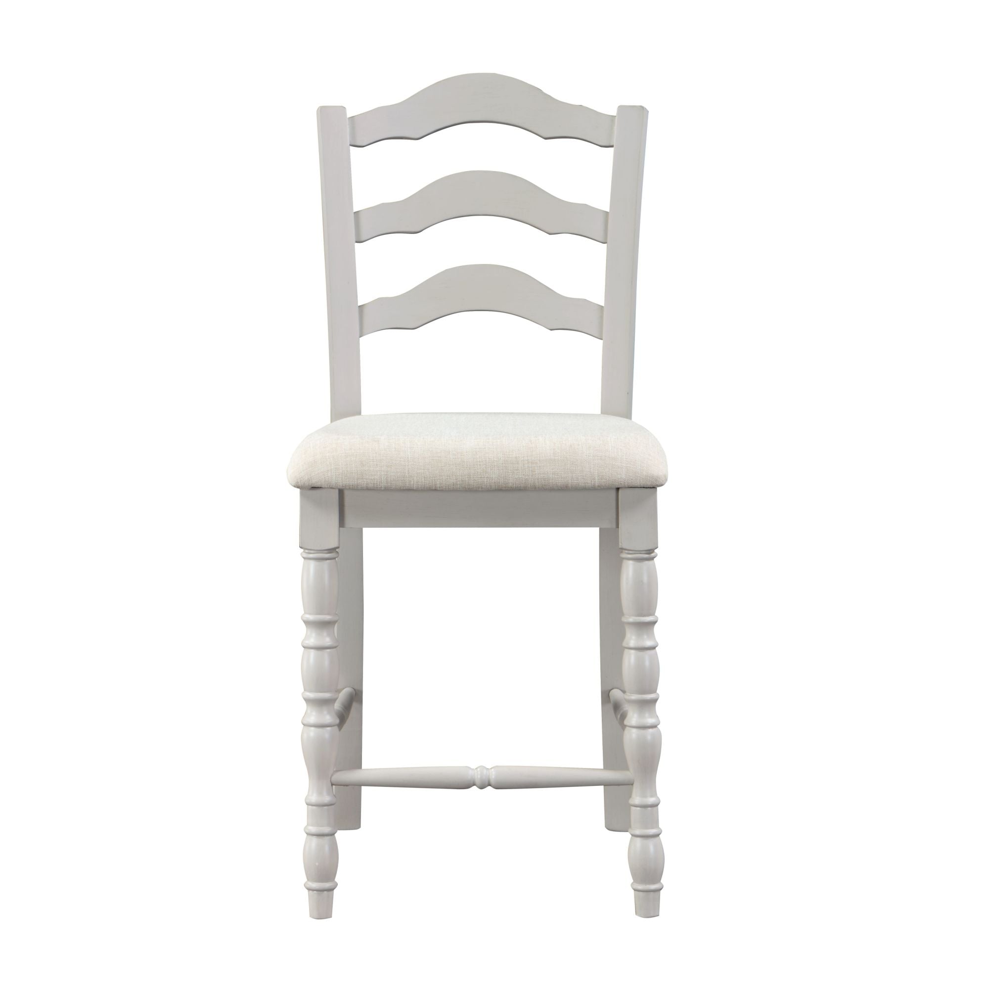 ACME Bettina 5pc Counter Height Table Set Beige Fabric, Antique White & Weathered Oak Finish DN01439