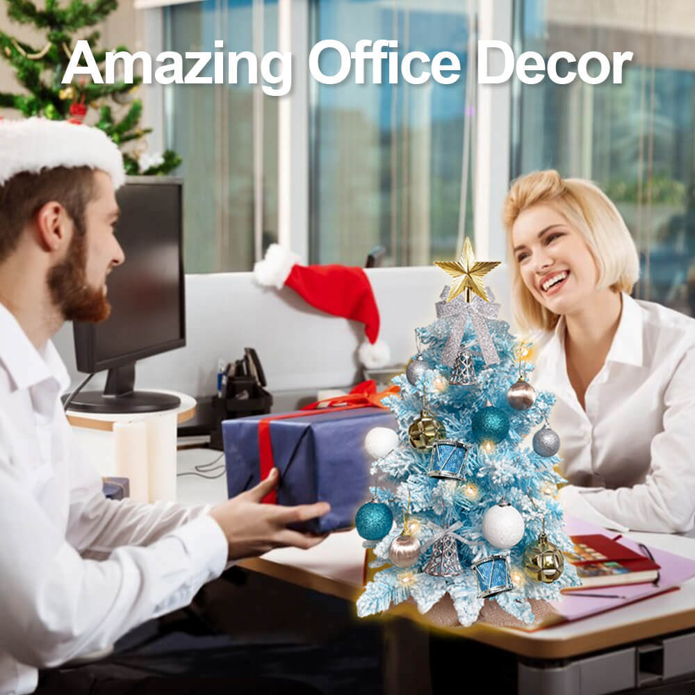 2ft Tabletop Christmas Tree with Light Christmas Decoration with Flocked Snow