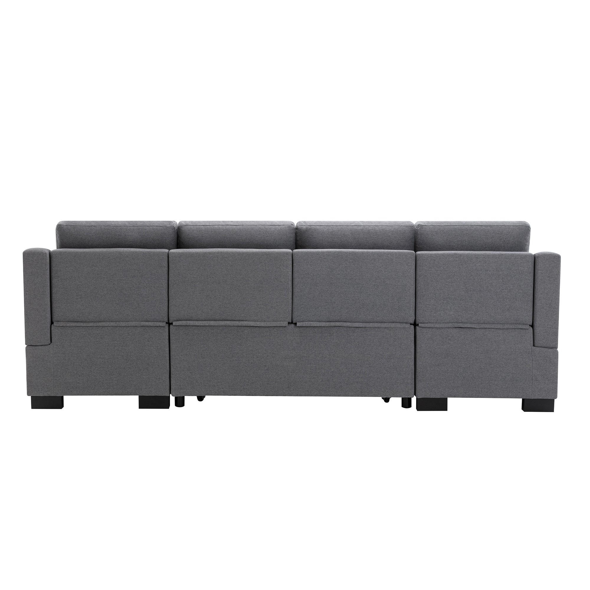 Upholstery Sleeper Sectional Sofa with Double Storage Spaces;  2 Tossing Cushions