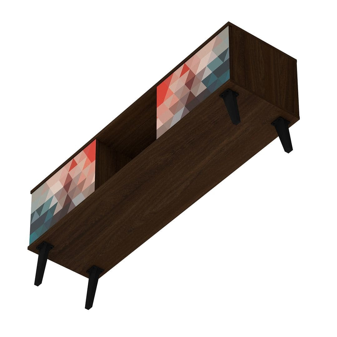 Manhattan Comfort Doyers 53.15 Mid-Century Modern TV Stand in Multi Color Red and Blue