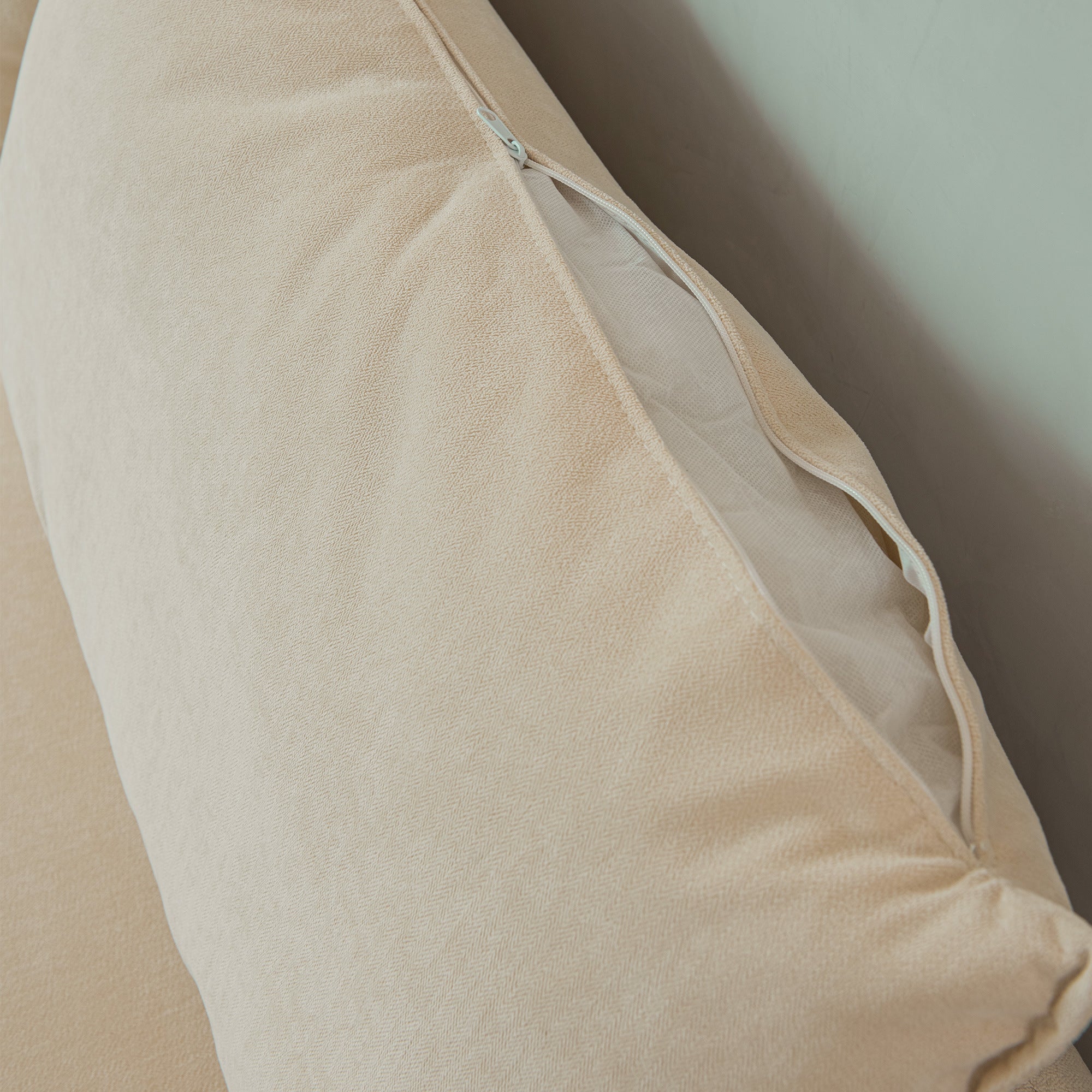 Modular L-shaped Corner sofa ;  Left Hand Facing Sectional Couch;  Beige Cotton Linen-90.9''