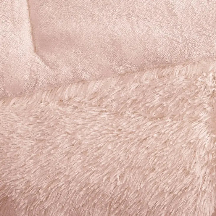 Shaggy Fur 3-Piece Comforter or Duvet Cover Set, Pink