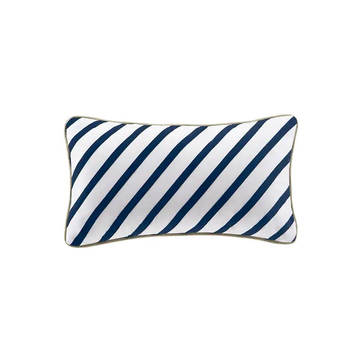 Stripes 4-Piece Comforter/Duvet Cover Set, Navy Blue/Khaki